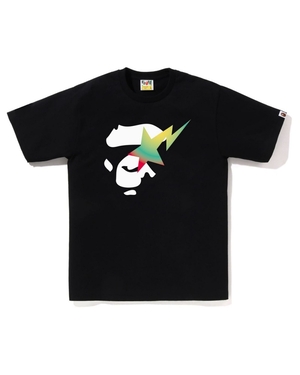 T Shirts Bape Gradation On Ape Face STA Noir Homme | MKU-33423154